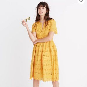 NWT Madewell Scalloped Eyelet Midi Dress in Size 2 (color: Tungsten Glow)